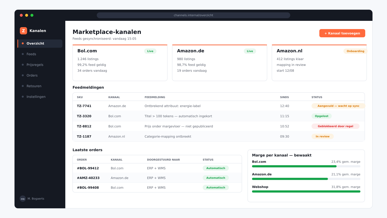 Schermbeeld van Marketplace lanceringstraject