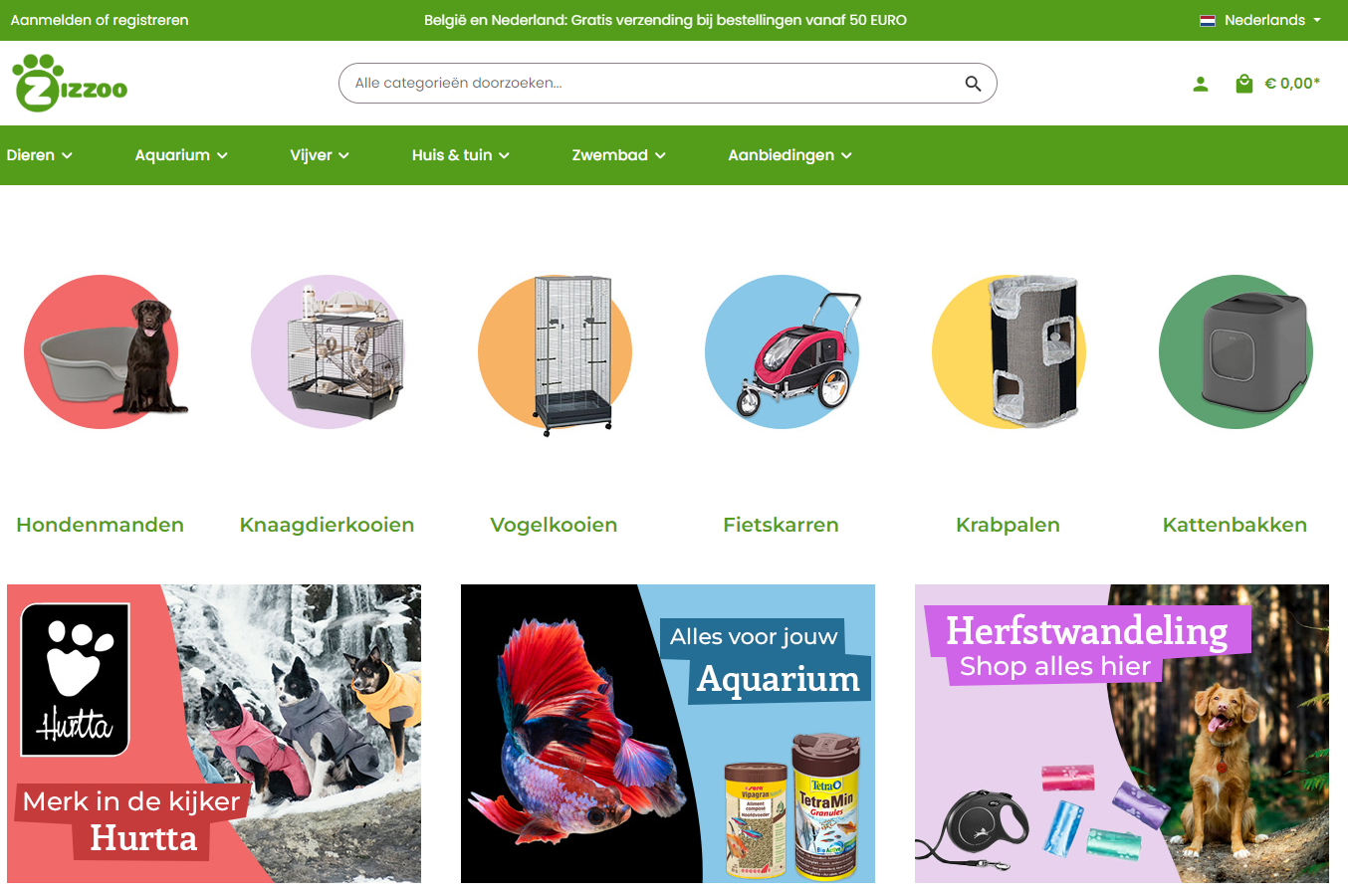 Schermbeeld van Zizzoo webshopplatform